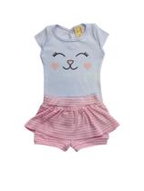 Conjunto Body e Short Saia Estampa Ursinha - 2 Peças Conjunto Body e Short Saia Estampa Ursinha - 2 Peças