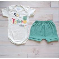 Conjunto Body e Short Tapa Fralda Suedine Premium Algodão