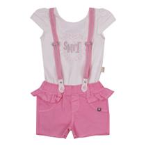 Conjunto Body E Shorts Com Suspensório Rosa 12397 TAM GG - Paraíso (12194)