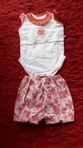 Conjunto Body em Malha Short Elastco Tecido Tricoline
