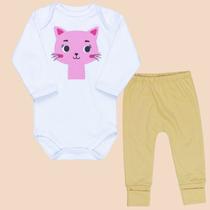 Conjunto Body Estampado e Calça Pé Reversível 100% Algodão