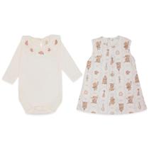 Conjunto Body Gola Babado e Vestido Suedine - Ratinhas - Mini & Co.