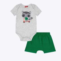 Conjunto Body Guaxinim e Bermuda Bebê Menino Kyly 1000469