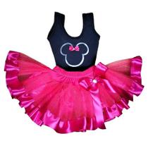 Conjunto Body Infantil Carnaval Halloween Fantasia Minnie com Saia de Tule