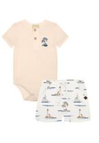 Conjunto Body Jardineira Estampado Milon