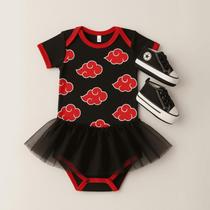 Conjunto Body Katsuki Naruto Com Saia e Tenis Bebe Conjunto Body Katsuki Naruto Com Saia e Tenis Bebe