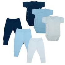 Conjunto Body Kimono Manga Curta + Calça Bebê Liso Kit C/3