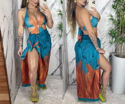 Conjunto Body/maiô + Páreo Saída De Praia Verão