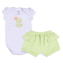 Conjunto Body Manga Curta e Short Polvinha