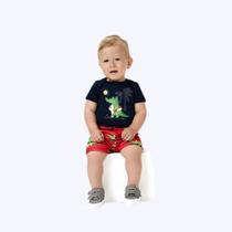 Conjunto Body Manga Curta Jacaré E Shorts Estampado Bebê Menino Kyly 1001136 Azul Marinho Conjunto Body Manga Curta Jacaré E Shorts Estampado Bebê Menino Kyly 1001136 Azul Marinho