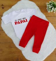 Conjunto Body Manga Curto Bordado com Calça para Bebê EU AMO MEU PAPAI 02 Peças Conjunto Body Manga Curto Bordado com Calça para Bebê EU AMO MEU PAPAI 02 Peças