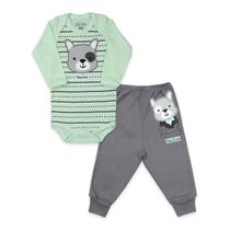 Conjunto Body Manga Longa Baby Duck Comfort Dog Gravata Verde21