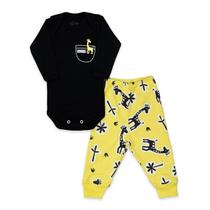 Conjunto Body Manga Longa Baby Duck Comfort Girafa Preto