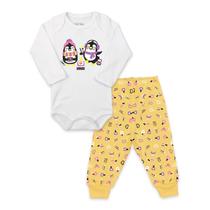 Conjunto Body Manga Longa Baby Duck Comfort Pinguins Branco Conjunto Body Manga Longa Baby Duck Comfort Pinguins Branco