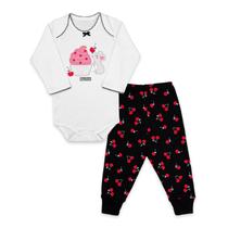 Conjunto Body Manga Longa Baby Duck Comfort Rato Cup Cake Branco