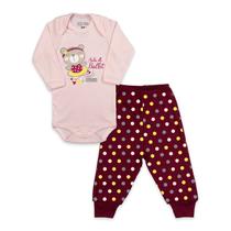 Conjunto Body Manga Longa Baby Duck Comfort Ursa Ballet Rosa