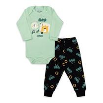 Conjunto Body Manga Longa Baby Duck Comfort Urso Nuvem Verde 21