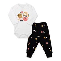 Conjunto Body Manga Longa Baby Duck Comfort Urso Star Branco