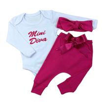 Roupa de Frio para Bebê Menina Casaco e Calça Vermelho Mini Diva