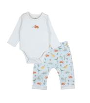 Conjunto Body Manga Longa com Calça Saruel - Dinossauros - Bibe