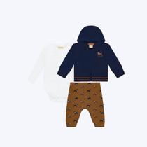 Conjunto Body Manga Longa Com Moletom E Calça Moletom Peluciado Bebê Menino Milon 2000862 Azul Marinho