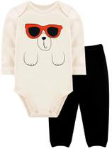 Conjunto Body Manga Longa E Calça Bebê Ribana Cachorro - Tuck Kids