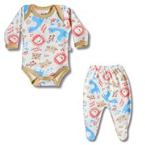 Conjunto Body Manga Longa e Calça Com Pé Fechado Bebê Prematuro Boneca Reborn