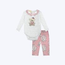 Conjunto Body Manga Longa E Calça Legging Bebê Menina Milon 2000851 Offwhite