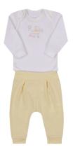 Conjunto Body Manga Longa e Calça Suedine Amarelo Letut