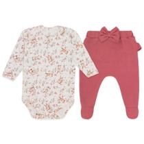 Conjunto Body/Mijão Bebê Menina Coelhinho E Rosas Mini &amp Co