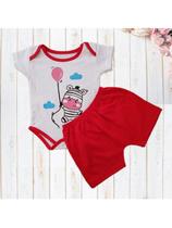 Conjunto Body + Short Zebra Bebe Menina Recém Nascida Ou Bebe Reborn Tam RN a 01 Mês -