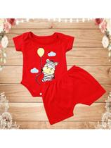 Conjunto Body + Short Zebra Bebe Menino Recém Nascido Ou Bebe Reborn Tam RN a 01 Mês -