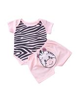 Conjunto Body + Short Zebra Listrada Bebe Menina Recém Nascida Ou Bebe Reborn Tam RN a 02 Meses -