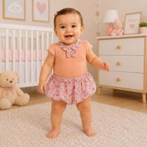 Conjunto Body Shorts Balone Infantil Bebê Menina Verão Golinha Laço - Baby Doces Momentos Conjunto Body Shorts Balone Infantil Bebê Menina Verão Golinha Laço - Baby Doces Momentos