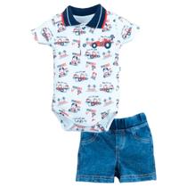 Conjunto Body Shorts Bebê Menina Suedine Estampado Upi Uli