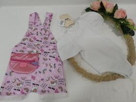Conjunto Body Suedine + Jardineira Menina Lessa Kids Rf 8054 Conjunto Body Suedine + Jardineira Menina Lessa Kids Rf 8054