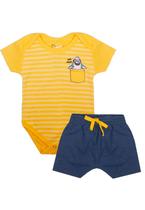 Conjunto Body Tubarão + Shorts Saruel roupinha de bebe enxoval Masculino Menino