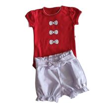 Conjunto Body Vermelho e Short Branco para Bebê Menina - Anjos Baby Conjunto Body Vermelho e Short Branco para Bebê Menina - Anjos Baby
