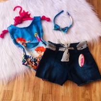 Conjunto Bodys Menina Infantil Temático Fundo do Mar + Short Conjunto Bodys Menina Infantil Temático Fundo do Mar + Short