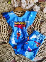 Conjunto Bodys Menina Infantil Temático Galinha Pintadinha Azul + Short Conjunto Bodys Menina Infantil Temático Galinha Pintadinha Azul + Short