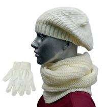 conjunto boina feminina gola luva em lã Conforto e elegância