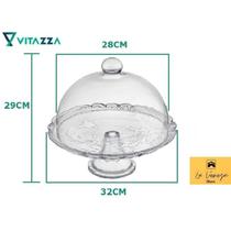 Conjunto Boleira Base e Tampa De Vidro 32cm Lirio Porta Bolo Com Pé Vitazza Conjunto Boleira Base e Tampa De Vidro 32cm Lirio Porta Bolo Com Pé Vitazza