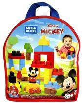 Conjunto Bolsa Blocos De Montar Mega Bloks Para Bebê E Criança - Disney - 60 Peças - Mickey Mouse - Desenvolve Coordenação Motora - Mattel