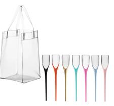 Conjunto Bolsa Boccati Ice Bag P/ 3 garrafas + 7 Taças Beach Cor:Transparente Conjunto Bolsa Boccati Ice Bag P/ 3 garrafas + 7 Taças Beach Cor:Transparente