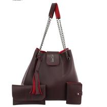 Conjunto bolsa feminina selfie kit acompanha carteira e porta oculos