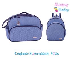 Conjunto Bolsa G + Mochila G Maternidade Milão Azul - CBG0016