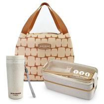 Conjunto Bolsa Térmica Com Copo Com Tampa 300ml E Pote Marmita Ecológica De 2 Andares 750ml Bege Conjunto Bolsa Térmica Com Copo Com Tampa 300ml E Pote Marmita Ecológica De 2 Andares 750ml Bege
