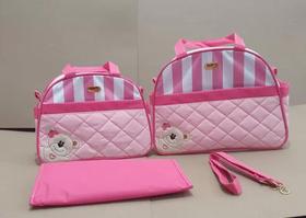 Conjunto Bolsas Maternidade 4 Peças Menina Ursa Rosa - Ludy Baby Conjunto Bolsas Maternidade 4 Peças Menina Ursa Rosa - Ludy Baby