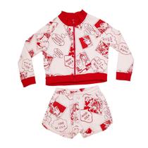 Conjunto Bomber e Shorts Estampa HQ Vermelha Conjunto Bomber e Shorts Estampa HQ Vermelha