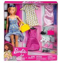 Conjunto Boneca Barbie Loira Fashion Closet Moda Verão E Festa Roupas Extras E Acessórios - Mattel